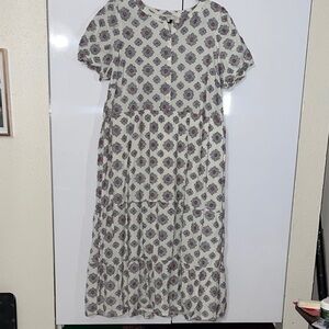 LOFT White and Pink Floral Maxi Dress